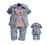 SOPOベビーガールズレースジーンズ3点セットジャケット、シャツ、パンツ)デニムファッション2 – 4歳 カラー: ブルー