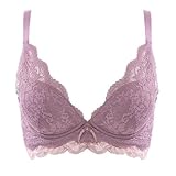 [Lunon] 女装 ブラジャー 【大きいサイズ/ゆったり/痛くない】【ボリュームパッド フルカップ/延長ホック 付き】おとこの娘 下着 ノンワイヤー コスプレ 胸 男の娘 メンズブラ 服 女装用 セクシー 男性用 可愛い ブラ(Cカップ：パープル/アンダー 約85cm)