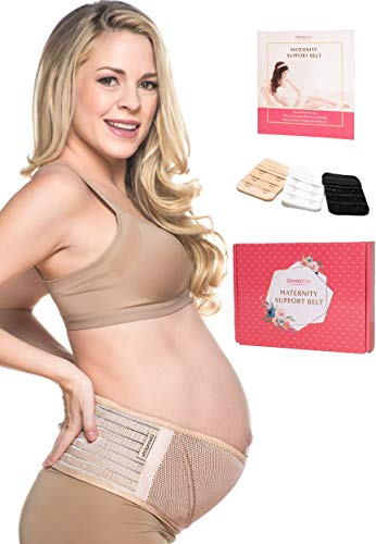 Maternity Belt | Breathable Belly Band For Pregnancy, Cotton Lining, No Rolling Down, Secure Fastener | Lower Back and Pelvic Pain Relief - One Size - Nude