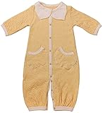 yuga☆葉っぱの2wayロンパース イエロー 60cm オーガニックコットン100% ベビー 服  子ども服 キッズ 男の子 女の子 兼用 カバーオール ツーウェイオール 出産祝い プレゼント 綿1