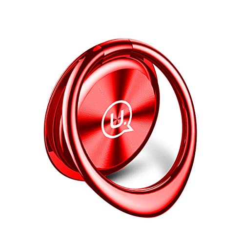 スマホリング ホールドリング バンカーリング 薄型 スタンド機能 落下防止 車載ホルダー 360回転 スマートフォン タブレット全機種対応 レッド エレクトロニクス