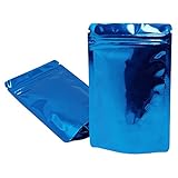 8.5 X 13 cm ( 3.3 X 5.1インチ)メタリック箔Airtight Smell Proof Mylarバッグ再利用可能なアルミニウム箔ZipロックスタンドUp Foodポーチバルク食品