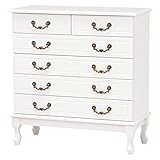 猫足ワイドチェスト リビング収納 【5段】 幅90cm 木製 『フェミニンシリーズ』 アンティーク調 MCH-6348WH ホワイト ( 白 )