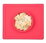 Raymoon 子供用　食器　お食事マット 一体式　ハッピボウル　ランチョンマット ランチプレート シリコン 離乳食 ベビー食器 赤ちゃん 防水　滑り止め　可愛い　出産祝い　スプーン　フォーク付き　レ