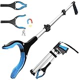 Housolution マジックハンド お助けハンド ゴミ拾い つかみ棒 全長110CM 耐荷重3kg ロングタイプ 先端マグネット内蔵 3段折りたたみ式 アルミ合金＆ABS 先端向き変更可能 Blue