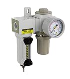 PneumaticPlus SAU2020M-N02G-MEP Mini Compressed Air Filter Regulator Combo 1/4 NPT - Metal Bowl, Man