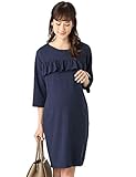 Angeliebe エンジェリーベ マタニティ ワンピース 授乳口付き フロント ラッフル フリル ワンピ 妊婦服 産前 産後 お呼ばれ フリー ネイビー 21911 21911200