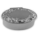 スターリングシルバーの卵形の花輪のピルケース