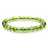 [Amber by Mazukna] 琥珀 ブレスレット アンバー ストレッチ ＜専用ジュエリーボックス付き＞ レディース 軽量 上品なジュエリー ギフト 品質保証書付属 (グリーン)