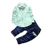 FEVON　ベビー服　フォーマルスーツ　セットアップ　ベビー　子供　キッズ上下セット　赤ちゃん　2点セット　男の子 春　秋　トップス+パンツ　リボン　可愛い魚のプリント　長袖　シャツ　ロングパンツ　3