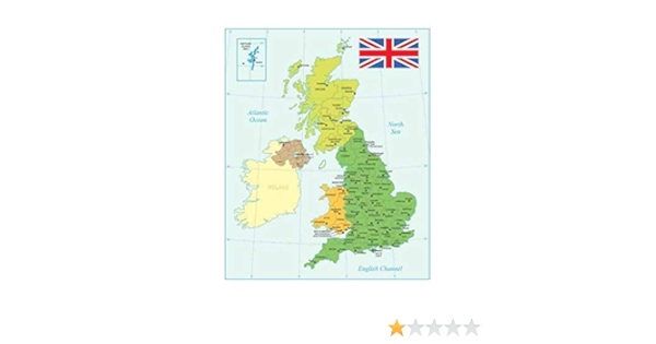 Amazon Co Jp 旗のあるイギリスの地図アートプリント ポスター ヨーロッパとアメリカのスタイルのポスター 大きさ 30x42cm ホーム キッチン