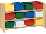 Wood Designs Kids Play Toy Book合板オーガナイザーwd13803 see-allストレージwith ( 12 ) Assortedトレイ