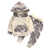 赤ちゃん男の子女の子2個ベビーシャワースーツパーカー鹿印刷ロングスリーブトップ+ロングパンツ カラー: ベージュ