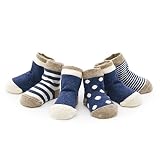 Tkoool ベビー 赤ちゃん キッズ 用 靴下 くつした ソックス ４足＆かわいい王冠セット (薄手ブルー M)