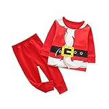 Tovadoo 子供服 ベビー服 女の子 男の子 トップス+ズボン 秋冬 長袖 サンタクロース クリスマス 可愛い 部屋着 保育園 パーティー 演出服 2-6歳