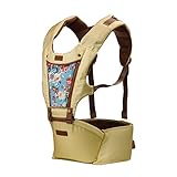 ベビー抱っこ紐プリント柄　赤ちゃんの姿勢とママの負担を軽減させるために作られた新しい抱っこひも　もっちり肩滑べ止め臀部シート付き　高い通気性　柔らか　調節できる　ポケット付き (きいろ)