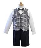 7171グレーチェック Rocky MOUSE フォーマル ベビー スーツ 男の子スーツ 結婚式 入園式 卒園式 子供服 男の子 七五三 [リトルプリンセス] Little Princess 100c