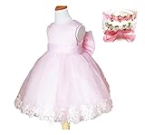 aimablerito (エマーブルリト) ふんわり ボリューム ピンク ベビー ドレス　ヘッドアクセサリー セット 子供 発表会 結婚式 80～100 pk (b. 90)