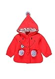 itlss 子供服 ジャケット 防寒 保温 アウターウエア 女の子 フード付き　90-130サイズ展開 (90, レッド)