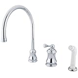 Kingston Brass KS3811BL Restoration Widespread Kitchen Faucet with ABS Sprayer, 9-Inch, Polished Chr