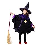 Karchi　 幼児 ハロウィーン　男の子　女の子　 キッズ ベイビー ガールズ ハロウィーン 衣装 コスチュームドレス パーティー クローク+帽子 服 (110, 黒)