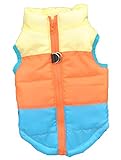 (ウミサト) 小型犬 猫 犬服 ダウン ベスト ジャケット カラフル 袖なし ハーネス(ブルー,S)