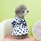 犬服 ワンピース 春夏 通気 お姫様 ドレス スカート 可愛い 袖なし 水玉柄 犬の服 ペット服 柔らかい 綿製 蝶結び ペット洋服 可愛いワンピース 犬 服 猫 服 小型犬 中型犬 洋服 記念撮影 脱毛保護 (ホワイト, S)