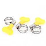 uxcell ホースクランプ　調節可能　13-19mmクランプの範囲　ステンレスバンド　ウォーム　イエロー　3個入り