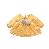 Pojour ベビー服 子供服 女の子 ワンピース 長袖ドレス 秋冬 裏毛 厚手 可愛い球ワンピース オシャレ 保温 エアコン室 防寒対策