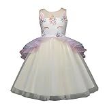XYGJP ワンピース 子供ドレス 女の子 無袖 ユニコーン ピアノ 発表会 結婚式 入園式 花嫁介添人 卒業式 お嬢様