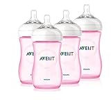 Philips Avent 4 Pack Natural Polypropylene BPA Free Bottles, Pink, 9 Ounce by Philips AVENT [並行輸入品]