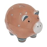 Pigファンキーデザインピンクグレー5インチセラミック貯金箱