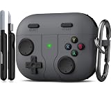 R-fun Airpods Pro 3用ケース（セキュアロック＆クリーニングキット付き）、Airpods Pro 3対応 ミュージックヘッドセット イヤホン保護ケースカバー、ブラック/イエロー