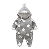 Zhuhaitf ベビー Newborn Infant Fleece Lined Warm Hooded ロンパース Jumpsuit Bodysuit Snowsuit Outfit 0-12 Mo