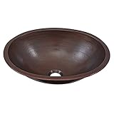 Sinkology BOU-1713BC Schrodinger Undermount Handmade Pure Solid Bathroom Sink, 17", Aged Copper [並行輸