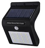 MIRACLE 電気代0円 防水IP64 センサーソーラーライト 動体検知 自動 点灯 消灯 (LED数16個タイプ) MC-PYD18002-16