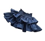 FEVON　スカート　子供用　ガールズ　デニム　ボトムス　女の子　春夏　ウェストゴム　ふわふわ　可愛い　キッズ　女児　ベビー　ティアードスカート　2段フリル　ショートパンツ付き　普段着　通園　通学　9