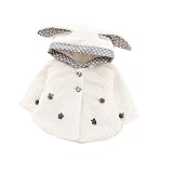MissとMr ベビー服 女の子 ガールズ アウター ポンチョ ケーブ コート フード付き 兎耳 秋冬 キュート 超可愛い　 (100cm, ホワイト)