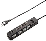 【2010年モデル】ELECOM 電源タップ 雷ガード 個別スイッチ 省エネ スイングプラグ 4個口 ブラック T-TVK03-2425BK