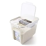 ライスコンテナ、Petforuライス食品ストレージボックスキッチン組織with Measuring Cup +中断ボックス、米のHold 10キログラム FREE ベージュ D3155109XU9IZ
