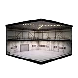 1/64 ジオラマ カーガレージモデル LED照明 ダイキャストカー模型陳列ケース 1/64 駐車場 カーモデル コレクションケース ホットウィール用 トミカ用 ダブルデッカーカーショールーム模型(D)