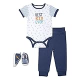 Baby Gearベビー男の子乳児ヒップスター3枚セットボディスーツパンツ靴セット カラー: ホワイト