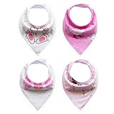 Cutelove ベビー　赤ちゃん　男女兼用　よだれかけ　4枚セット　二層 　三角 スナップ　防水　柔らかい　サイズ調整可能　出産準備　スタイ　綿製品（0-3T）