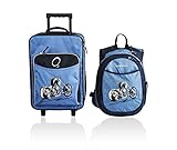 Obersee Kids Luggage and Backpack with Integrated Cooler, Blue Motorcycle [並行輸入品]