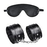 Ninonly SMグッズ SMセット 拘束具 4点セット 手枷 足枷 アイマスク 十字型枷 SMプレイ 調節可能 マンネリ解消(ブラック)