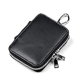 イーサプライ スマートキーケース 本革 鍵ケース キーケース スマートキー2個収納 カード収納 外側ポケット キーリング カラビナフック ブラック EZ2-CAR074BK