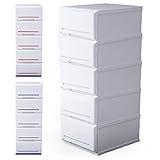 収納ケース チェスト 木天板 ハイブリッド天板 色分けプレート付 帯電処理 角丸加工 幅35 5段 ホワイト