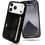 【 AVIREX 正規品 】 iPhone17 Pro 対応 ケース 背面 カード収納付き「 ヴィンテージ風カードポケット付き背面ケース 」 アヴィレックス アイフォン17プロ用 iPhone 17 Pro 用 ブランド スマホケース (ブラック)