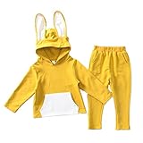 Candykids 子供 ジャージ セットアップ キッズ ダンス スウェット パーカー 長袖 トレーナー トップス パンツ 上下 セットアップ (11#, イエロー)