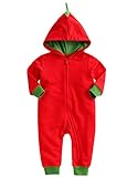 [Vaenait Baby]100%綿ベビー服ロンパースつなぎ肌着カバーオールフード付きRed Toto L